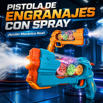 Electric Toy Gun with Spray Effect and LED Lights - Save by Buying More, Automatic Launcher with Gears for Kids, Summer