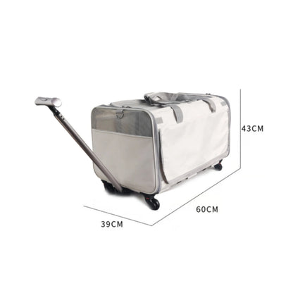 Pet Stroller Suitcase Telescopic Handle Pet Carriage Mesh Panels Animal Transport Cart Top Opening Ventilated for Outdoor Travel