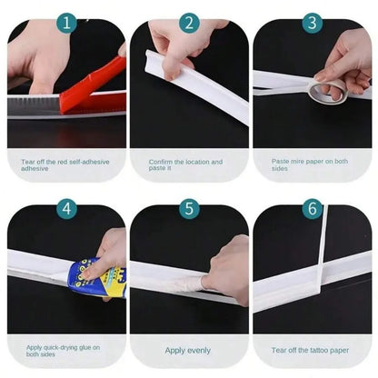 1PC 1m/39.37inch Curved Groove Water Barrier Strip Shower Room Dry Wet Separation Silicone Countertop Self-Adhesive Water Barrie
