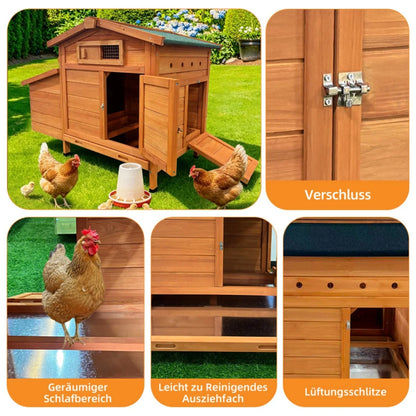 Chicken Coop on Stilts with Wooden Laying Nest Protects Chickens from Predators, Raised Nest, Easy to Clean