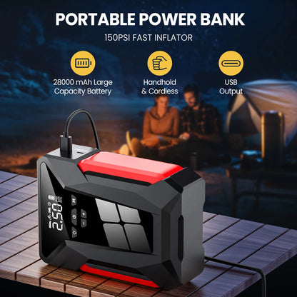 28000mAh Car Jump start Air Cup multi-functional 4in1 Air Compressor Power Bank Car Battery start start Auto type Inflator