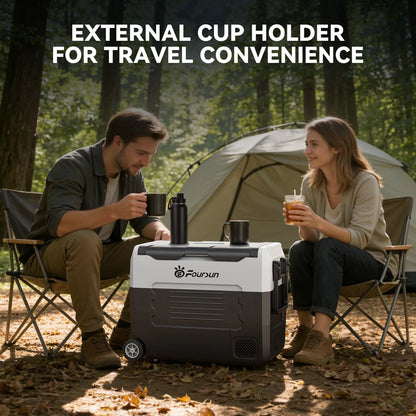 Foursun 21L/25L/35L/45L/55L Portable Compressor Car Fridge Freezer with Bluetooth App Control, for Camping, Travel, Home, DC 12V/24V & AC 100-240V