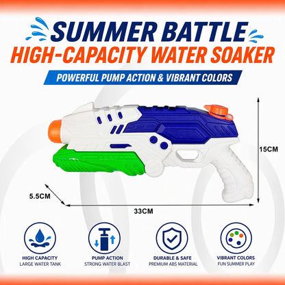 Pack of 2 - 33cm High Pressure Water Gun, Pumping Water Launcher for Children and Adults, Long Range Summer Toy for Beach and Pool, Water Battle Gift