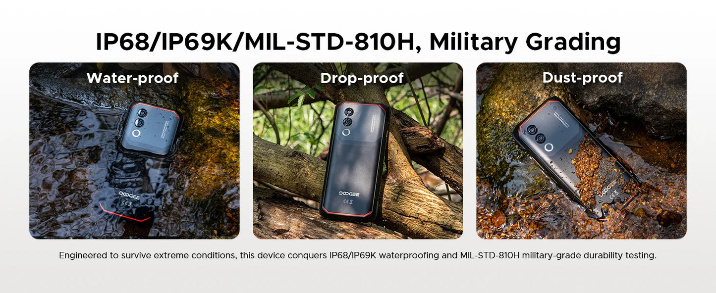 DOOGEE Blade20 Turbo 5G Rugged Phone Gemini Al 6.6'' Screen 10300mAh Battery 8GB 256GB 50MP Camera Android 15 NFC Mobile Phone