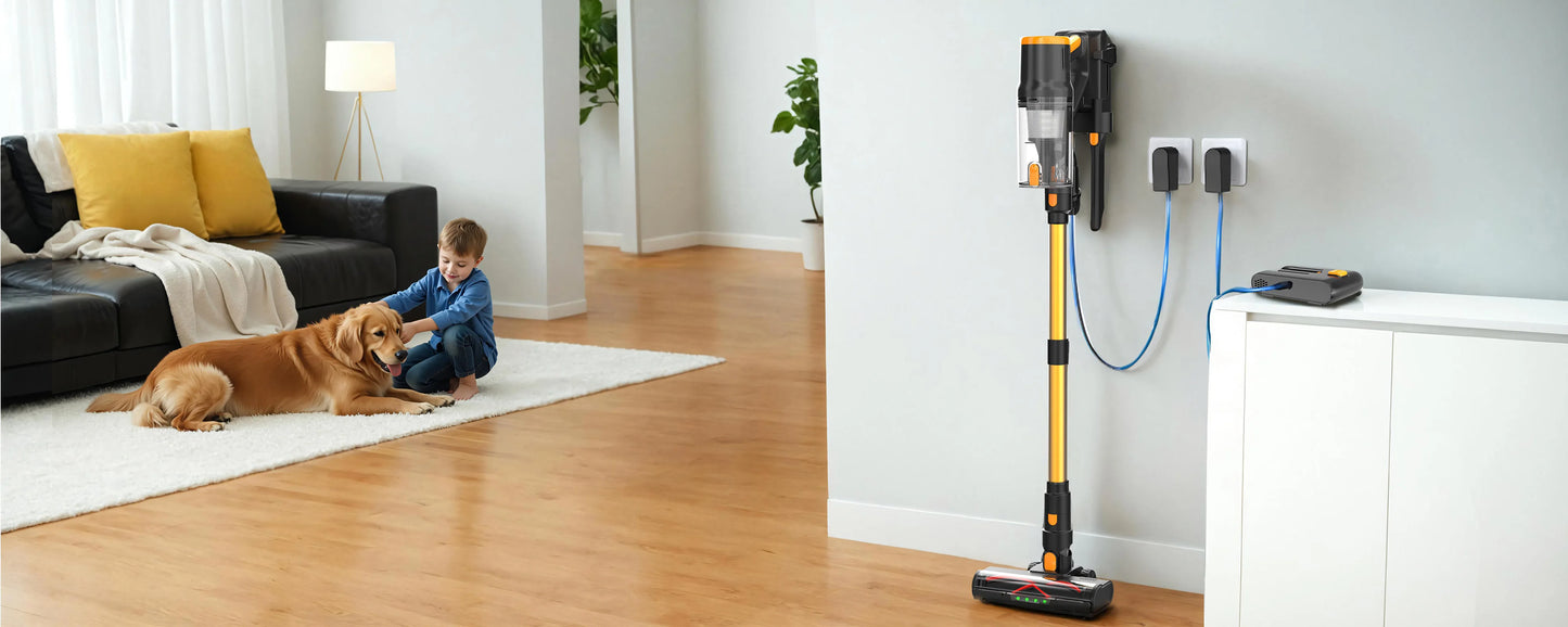 Blossom DSV112A 550W Cordless Vacuum Cleaner, 45000Pa Powerful Suction, 55 Mins Runtime, Touchscreen Stick Vacuum for Pet Hair & Carpet