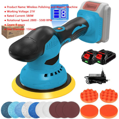 Brushelss Car Polisher 6 Gears Cordless Electric Polishing Machine Metal Waxing Wood Grinding For Maktita 18v Battery Pin