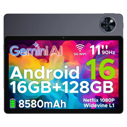 DOOGEE U11 Android 15 Tablet 11'' Ultra-clear 90Hz Display 4GB RAM 128GB ROM 8580mAh Battery Dual Speaker Supports Widevine L1