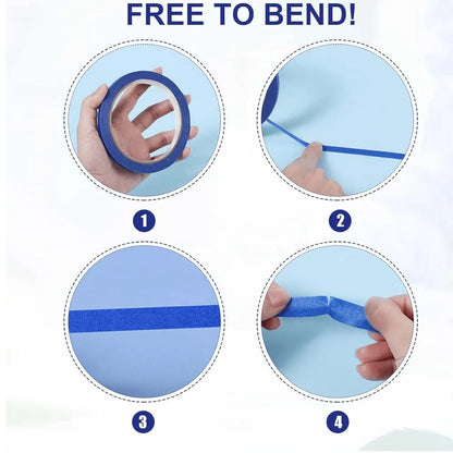 3 Rolls of Blue Tape, 3/6/12 mm Wide Masking Tape, Fine Line Painter's Tape for Car, School, Office, DIY Projects ,for Nails