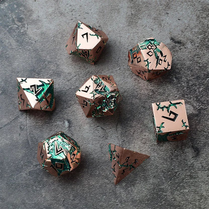 D&D kauliukai, 7 kauliukų metalinis DND kauliukų rinkinys, svertiniai metaliniai „Dungeons and Dragons“ kauliukai, daugiakampiai D ir D kauliukai, skirti vaidmenų žaidimui