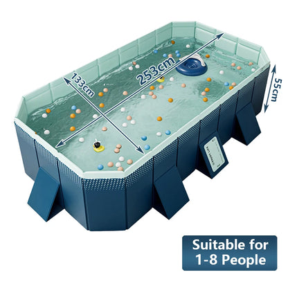 2.53m Portable Non-Inflatable Outdoor Pools Large Foldable Swimming Pool for Family Kids Adults Pets Water Play