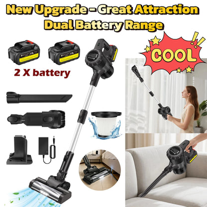 Cordless Handheld Vacuum Cleaner, Wireless Household Vac with 2 Batteries, Lightweight for Car, Home, Pet Hair – Grey