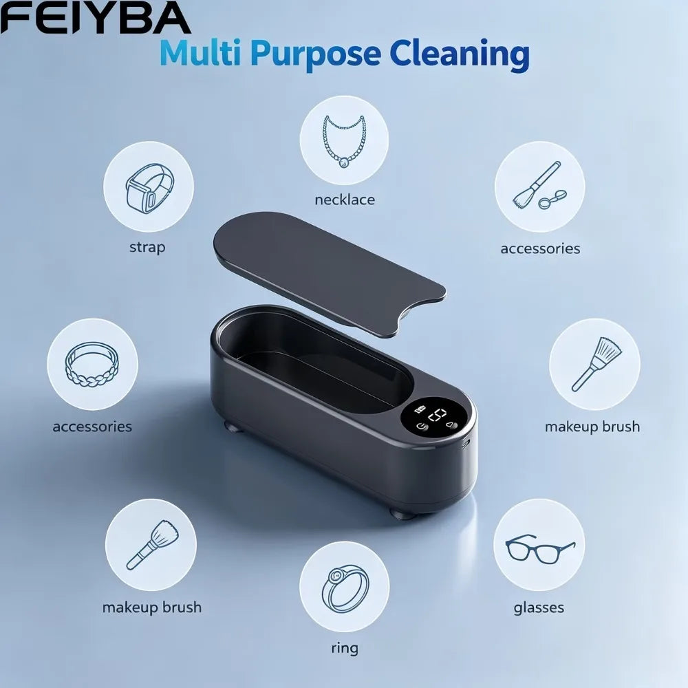 Ultrasonic Cleaner,Portable Sonic Cleaning Machine with Digital Timer,Household Cleaner for Eyeglasses,Jewelry,Rings,Dentures,Watches