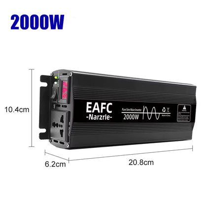 EAFC Pure Sine Wave Inverter 4000W/3000W/2000W DC 12V To AC 220V Voltage Transfer Converter Universal EU Socket Auto Accessories