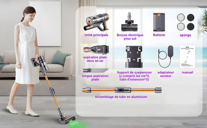 Blossom DSV112A 550W Cordless Vacuum Cleaner, 45000Pa Powerful Suction, 55 Mins Runtime, Touchscreen Stick Vacuum for Pet Hair & Carpet