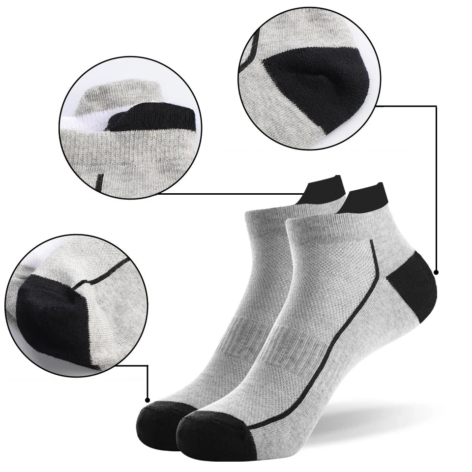 5 Pairs organic cotton men socks thin knit mesh ankle socks summer fitness breathable quick dry short sock for cycling Plus size