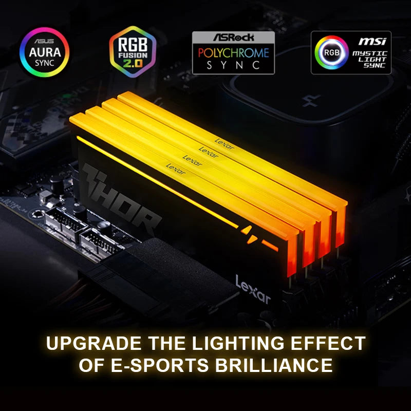 Lexar THOR RGB 2nd DDR5 RAM 6000MHz 16GBx2 CL38 1.35V Micron DRAM Chip Gaming Desktop Memory Overclocking Intel XMP 3.0 AMD EXPO