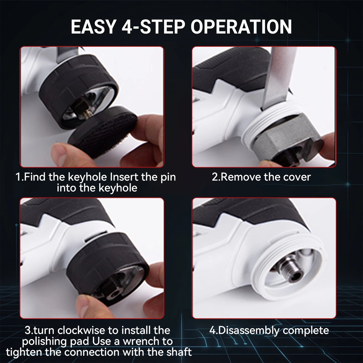 Podofo 12V Wireless Mini Polishing Machine 6 Speed Adjustable Handheld Detail Polisher Portable Electric Buffing Tool For Car Beauty Furniture Surface Polishing