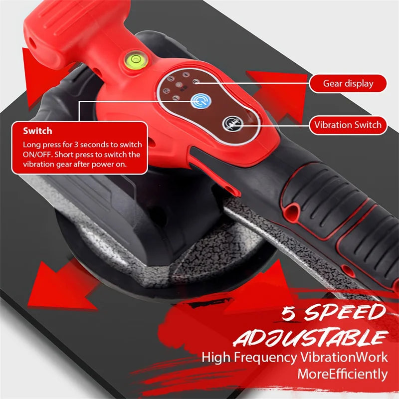 DWiusty 200KG Cordless Tile Tiling Machine Enlarged Suction Cup Tile Paving Tiles Vibrator 5 Gear Floor Vibrator Leveling Power Tools