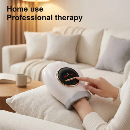 Electric Hand Massager with Heat Air Compression Finger Palm Wrist Therapy Massager Rechargeable Hand Care Device for Pain Relief Relaxation Home Office