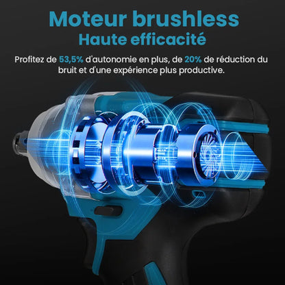 21V Cordless Brushless Impact French 380Nm - 1/2 Inch Electric Impact Gun for Car fire/Truck/Bolt cover Cordless Impact Gun