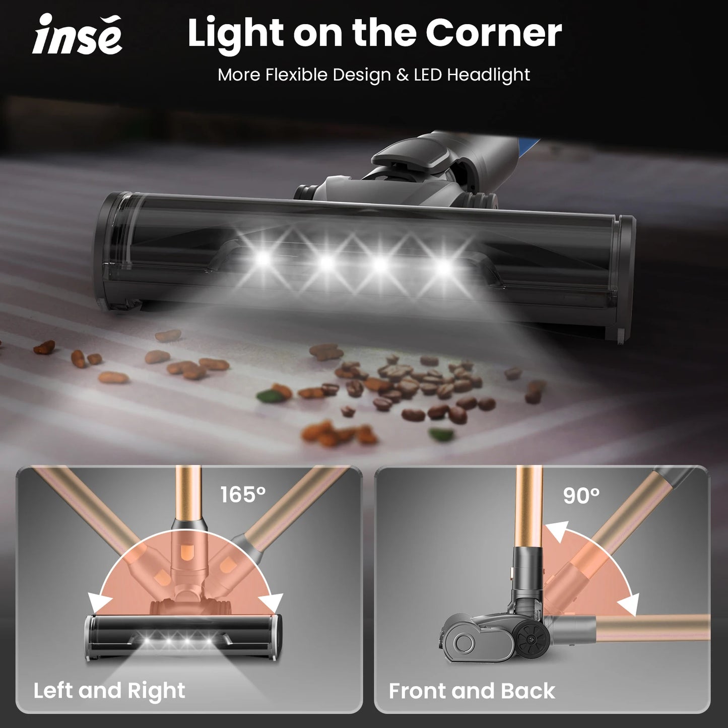 Inse S9 cordless vacuum cleaner, 75KPa, 1L tank, LED display, ideal animal hair and Carpet