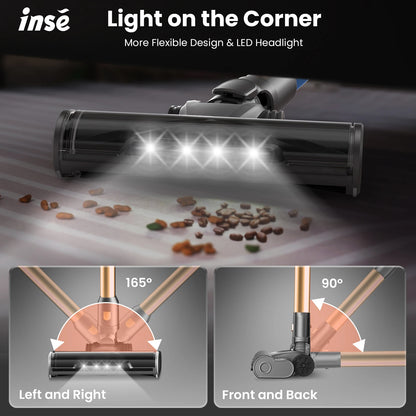 Inse S9 cordless vacuum cleaner, 75KPa, 1L tank, LED display, ideal animal hair and Carpet