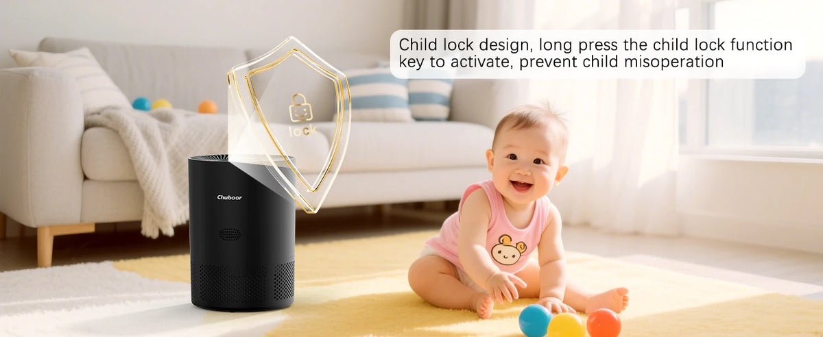 Chuboor Air Purifiers for Home H13 True HEPA for Bedroom Room Kitchen Washroom for Smoke and Dust Pollen Odors PM2.5 Detection 185m³/h CADR Supports Tuya App for 30-40 Square Meters of Clean Purifier Effectively Improve Air