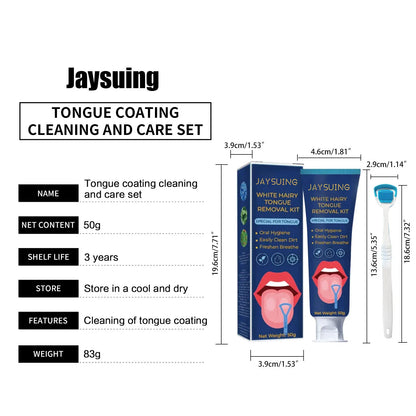 Tongue Clean Paste Set Scraping Artifact Fresh Breath Remove Oral Odor Mouth Cleaner Tongue Coating Removal Gel With Brush 50g