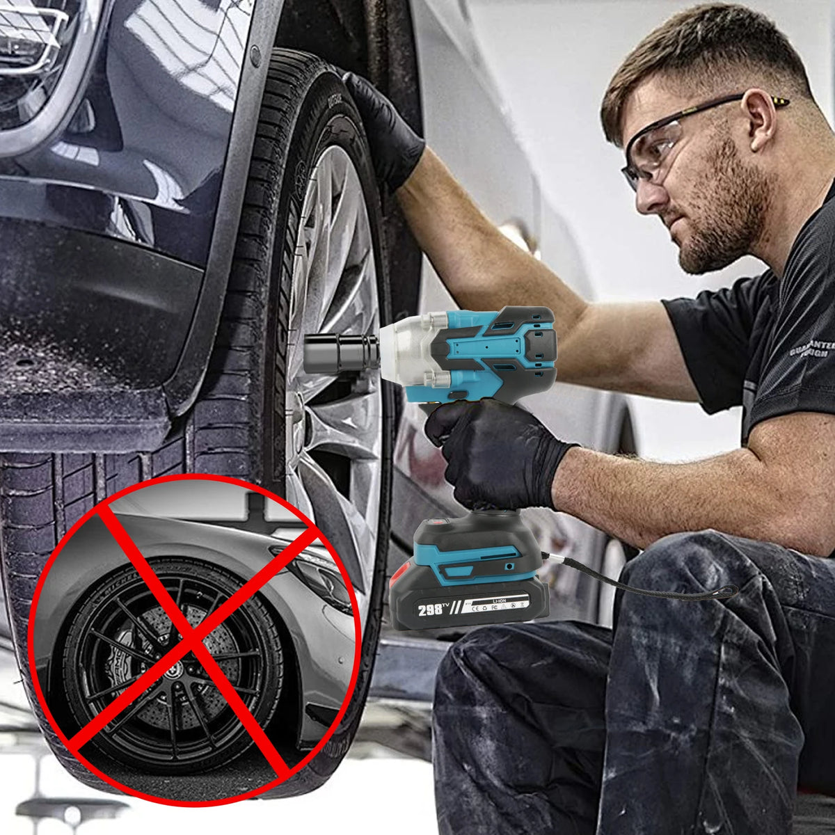 Brushless Electric Impact Wrench  260-280Nm Torque Wrench Cordless Drill Screwdriver Impact Frequency 0–3200/min Max Torque for Construction, Home Maintenance and Woodworking