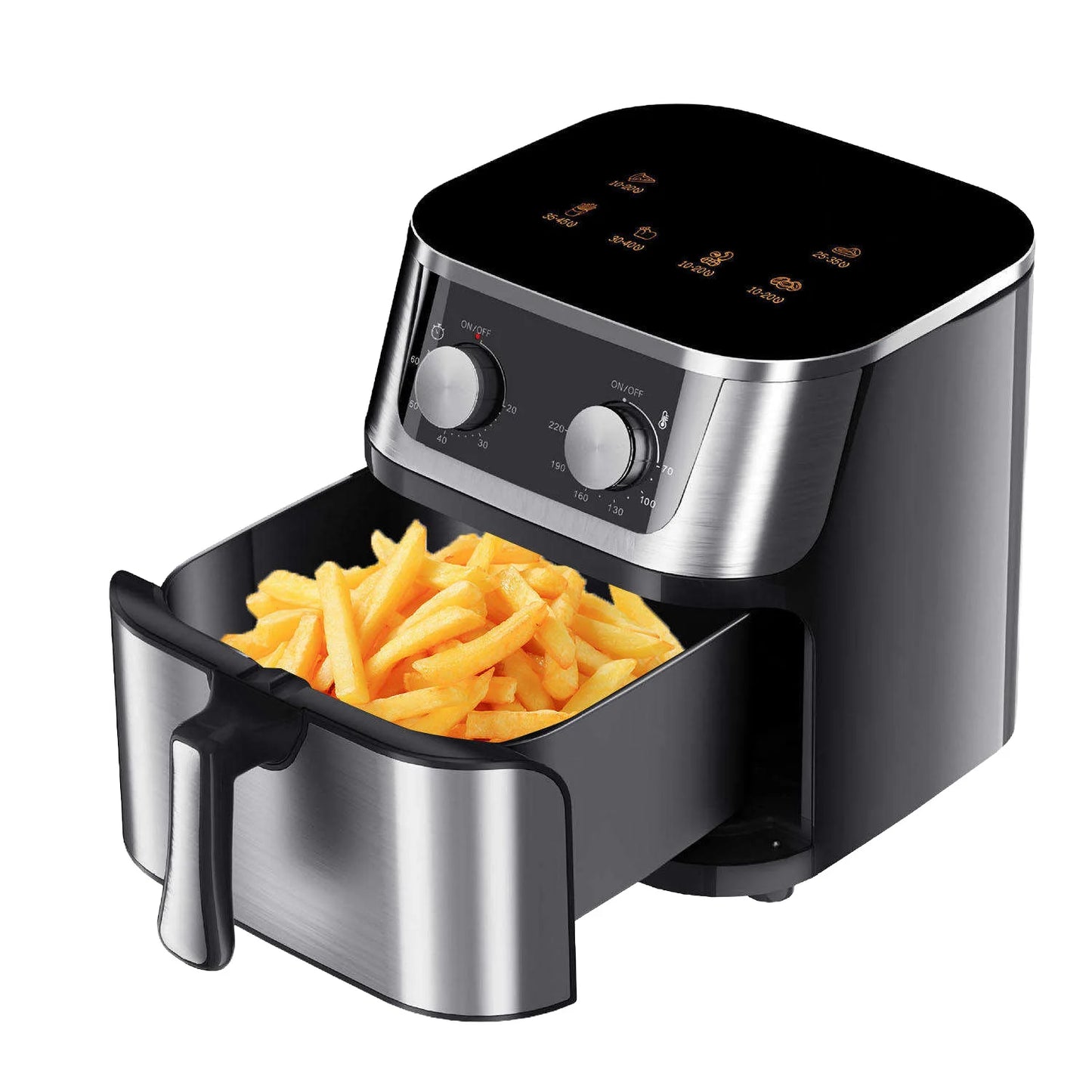 8L Air Fryer, Stainless Steel, 1400W, Oil Fryer, Healthy Cooking, Mechanical Control, 360 °   Heating, 60 Min Timer