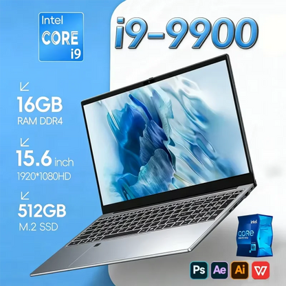 Portable Notebook Windows 11 Pro 15.6 Inch Laptop Computer HD Screen Intel Core I9-9900 16GB RAM 1TB 2TB SSD Laptops PC