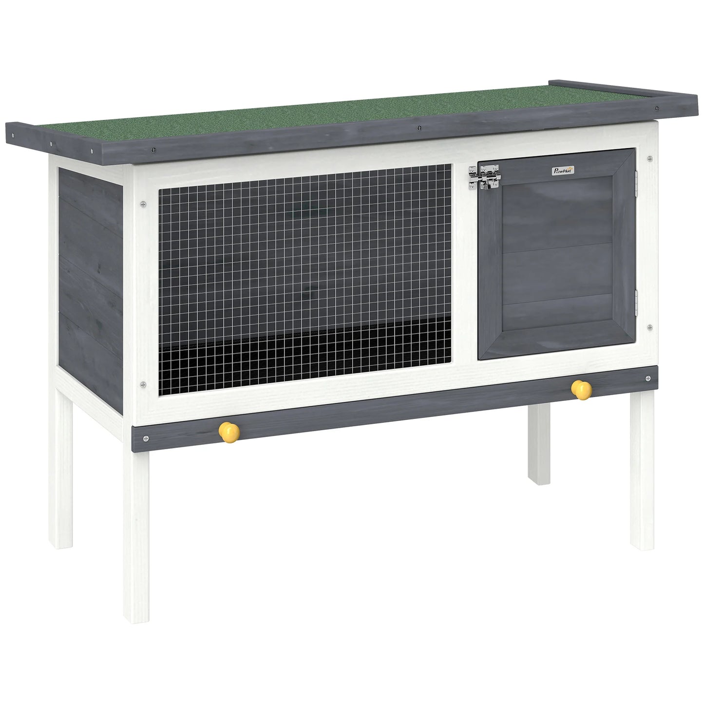 Rabbit Cage, Elevated Wooden Pet Cage for Small Animals, Outdoor Bunny Hutch with Removable Tray, Openable Top & Lockable Door Pet Cage for Small Animals