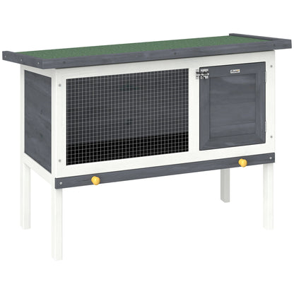 Rabbit Cage, Elevated Wooden Pet Cage for Small Animals, Outdoor Bunny Hutch with Removable Tray, Openable Top & Lockable Door Pet Cage for Small Animals