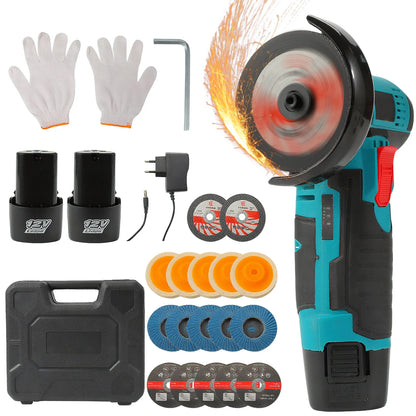 19500rpm 12V Mini Angle Grinder Grinding Cordless Machine Lithium Battery Rechargeable Grinder Cushing Power Tools