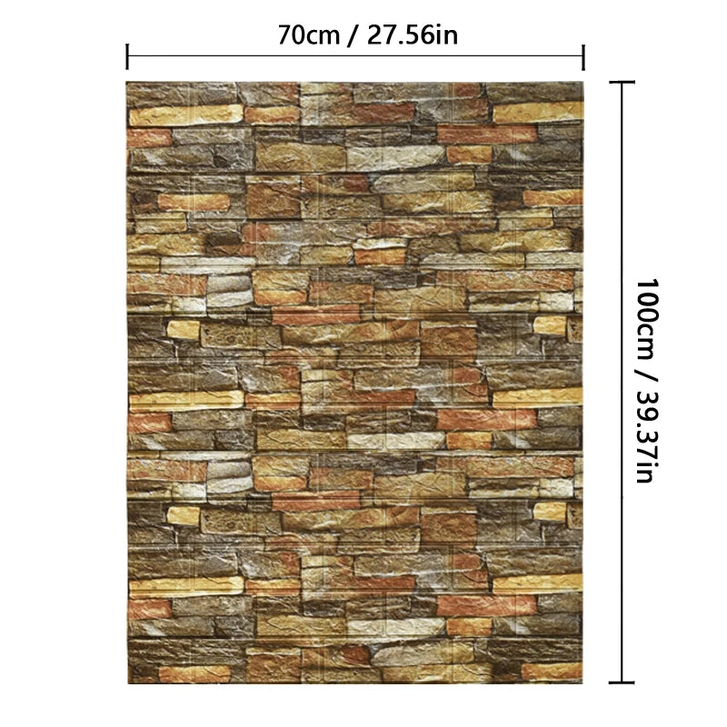 Self Adhesive PVC Waterproof Wallpaper For Home Decoration Peel and Stick 3D Foam Faux Brick Pattern Wall Stickers 70cmx2m