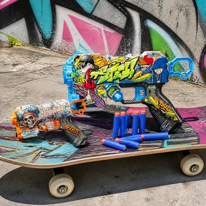 Foam Dart Launcher with Urban Graffiti Design - Save by Buying More, Manual Toy Gun for Kids, Outdoor Action Game