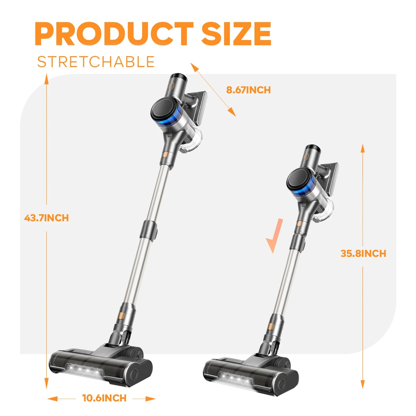 Inse S9X cordless vacuum cleaner, 70KPa, 1 L dust cup, light display battery, for animal hair, Carpet