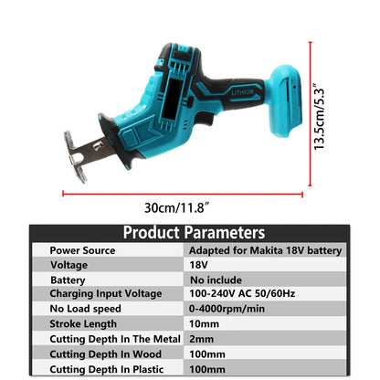 100mm Cordless Electric Reciprocating Saw 3000rpm Variable Speed Metal Wood Cutting Tool Electric Saw For Makita 18V Battery