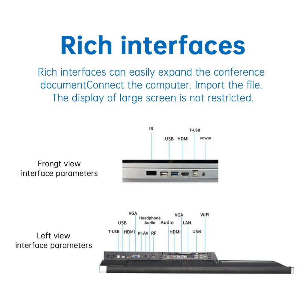 65 75 86 Inch Smart Tv for Classroom and Conference, Digital Electronic Whiteboard 4K HD Touch Screen Interactive Board On Wheel