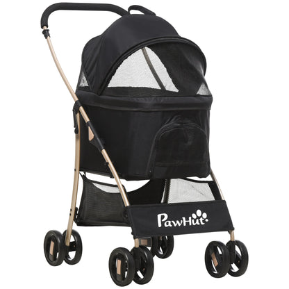 2 in 1 Pet Stroller Detachable Dog Carrier Cart Dog Buggy Small Pet Pushchair, 2-in-1 Hundewagen und Transportkorb klappbar mit abnehmbarem Haustiertasche, Detachable Travel Carrier Bag Full Breathable Mesh Windows Large Bott