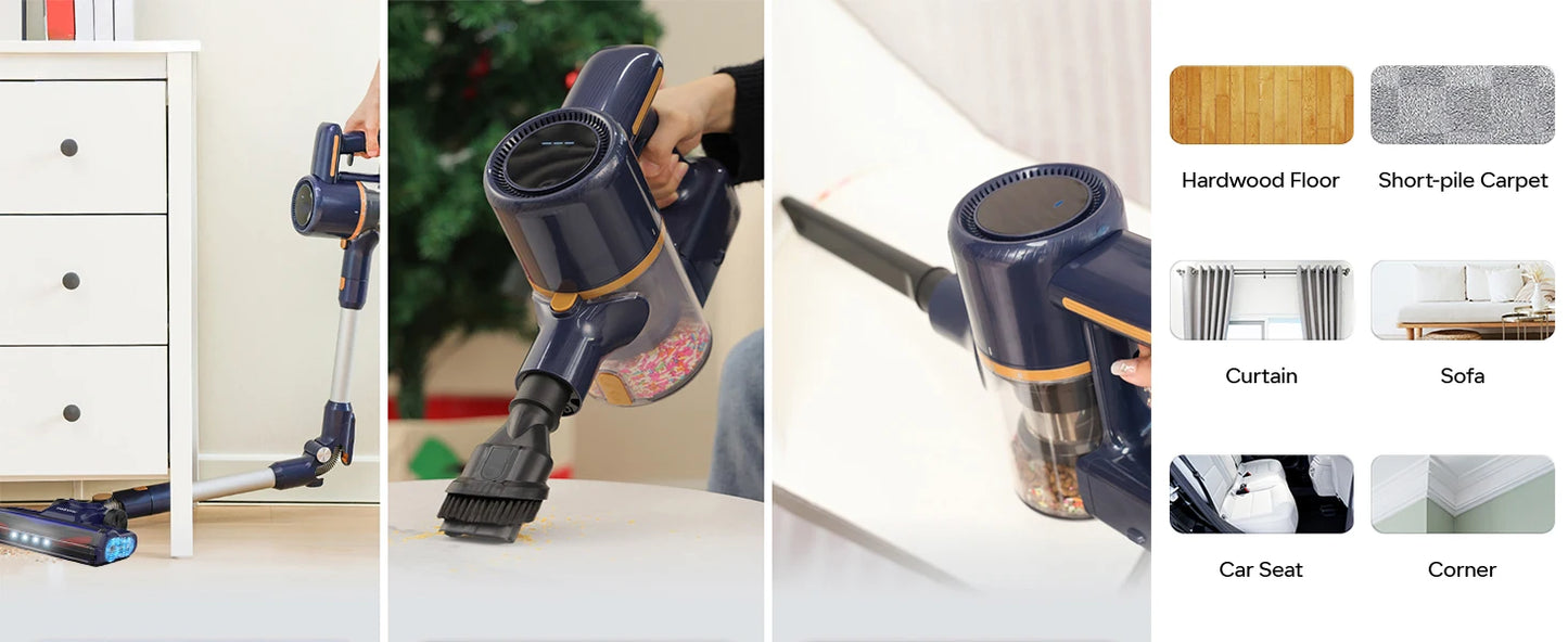 N7 PRO cordless vacuum cleaner-55 kPa powerful, 2 Modes, removable battery, for animal hair, Carpet, hard floors