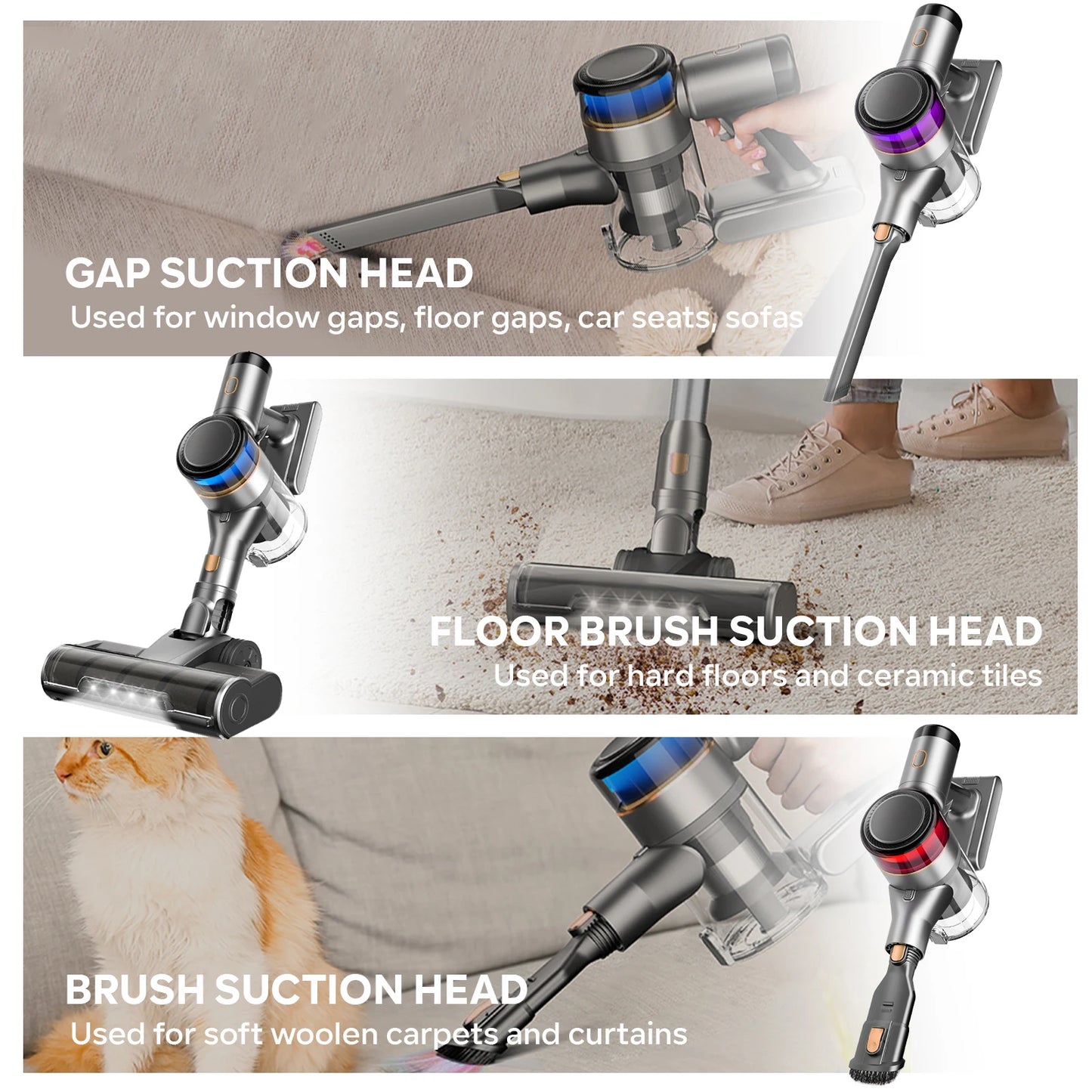 Inse S9X cordless vacuum cleaner, 70KPa, 1 L dust cup, light display battery, for animal hair, Carpet