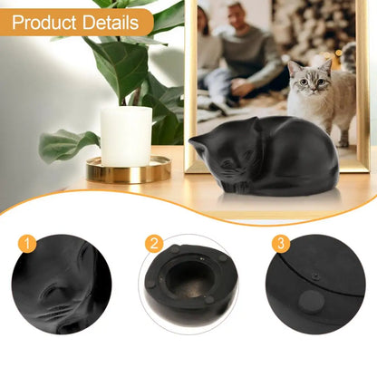 Wooden Cat Urn Pet Cremation Urn Organizer Sculpture for Ash Memorial Keepsake Box Memorial Pets Gift Supplies Storage Container