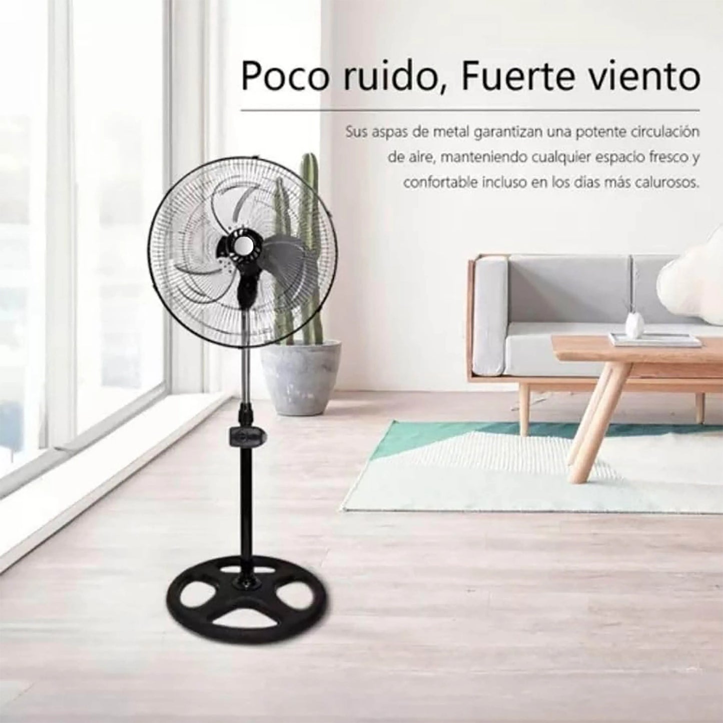 80W Silent Standing Fan with 3 Speeds and Oscillating Function, Diameter 45cm, Temperature Range 5 to 42 Degrees, Ce and Rohs Certified, Powerful and Efficient