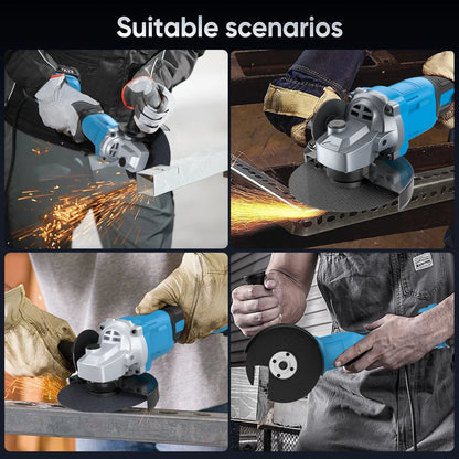 21V 125mm Brushless Angle Grinder 3-Speed Cordless Grinder Cutting Woodworking Electric Tool Suitable for Makita 21V Battery