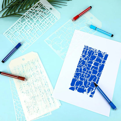 8PCS 9.45×4.72inch Texture Pattern Painting Stencil Set for DIY Craft Wall Wood Fabric Decoration