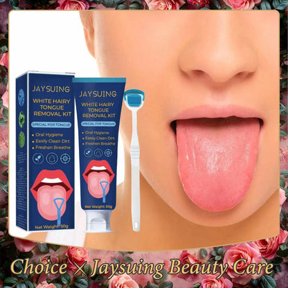 Tongue Clean Paste Set Scraping Artifact Fresh Breath Remove Oral Odor Mouth Cleaner Tongue Coating Removal Gel With Brush 50g
