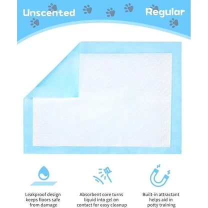 100 Pcs Dog Puppy Pee Pads for Potty Training, Ultra Absorbent Leak-Proof Charcoal Puppy Pads with Adhesive Tapes, Thicked Quick-Dry Disposable Pet Diapers for Indoor Dogs, Gift for Pet Owners New Puppy