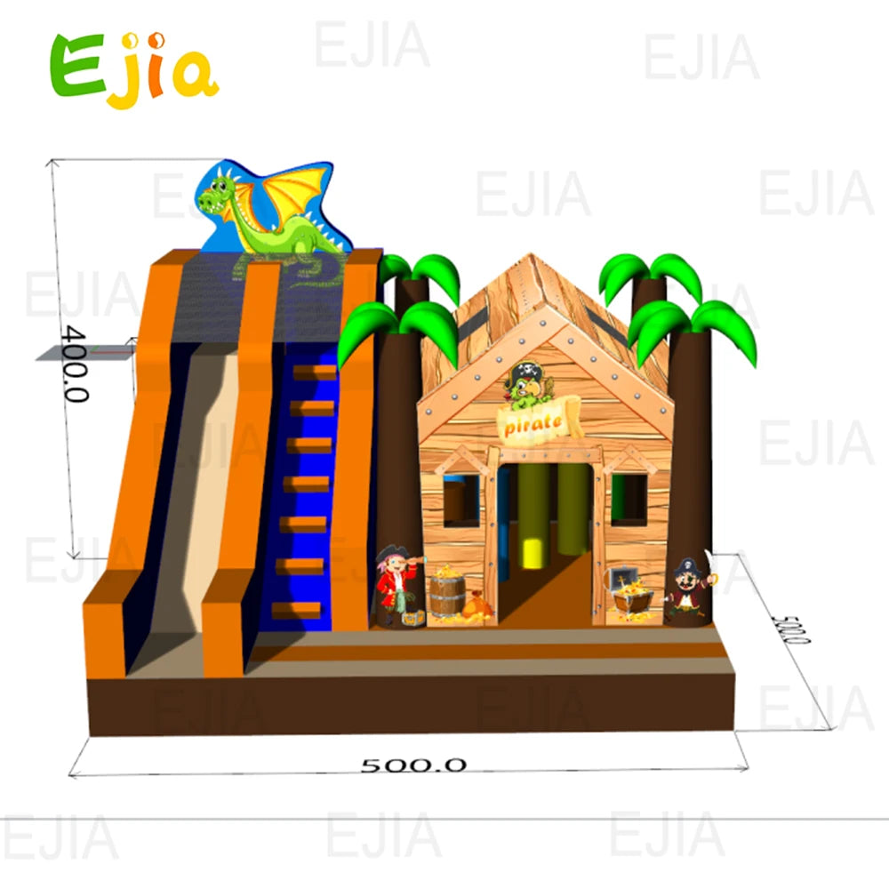 Commercial 17FT Large Inflatable  Pirate Jungle Bounce House With Slide Jumping Castle Bouncy House  For Kids  Outdoor Party