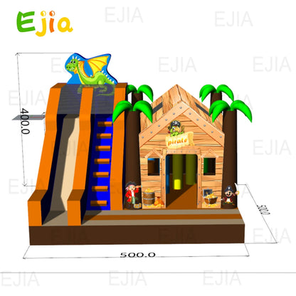 Commercial 17FT Large Inflatable  Pirate Jungle Bounce House With Slide Jumping Castle Bouncy House  For Kids  Outdoor Party